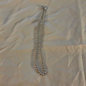 RALPH LAUREN silver bead necklace, 17”.